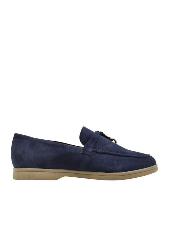 Leather Women's Moccasins in Blue Colour
