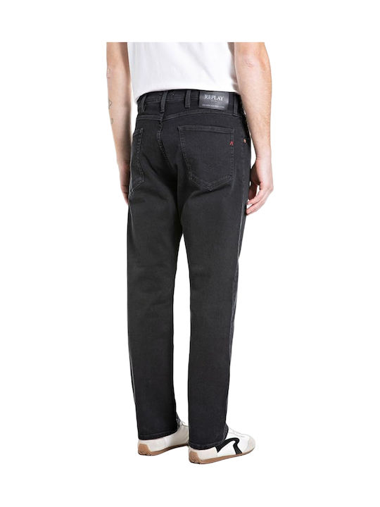 Men's Elastic Jeans Pants With Regular Tapered Fit Black
