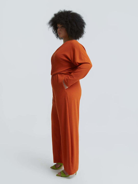 Women's Fabric Trousers with Rubber Band Orange 0039.2572.NETTO-dark-orange