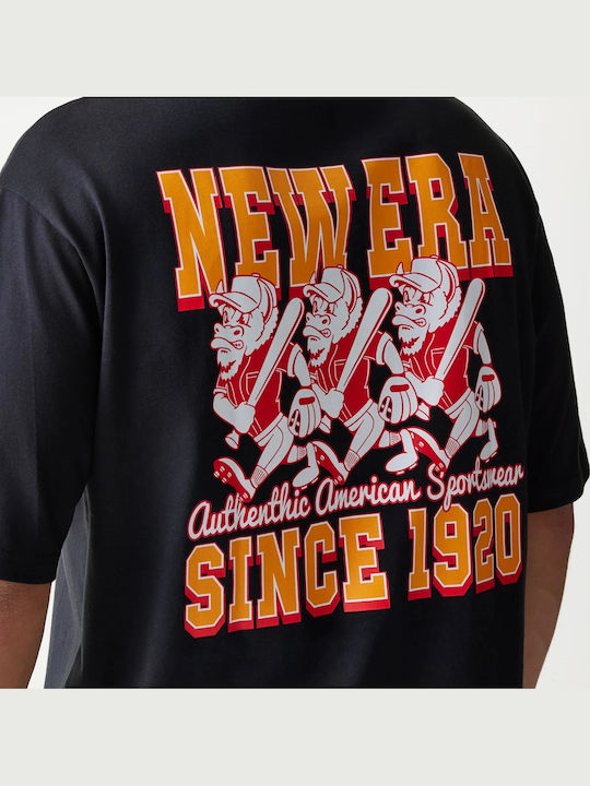 New Era Baseball Cows Character Graphic Black Oversized T-shirt