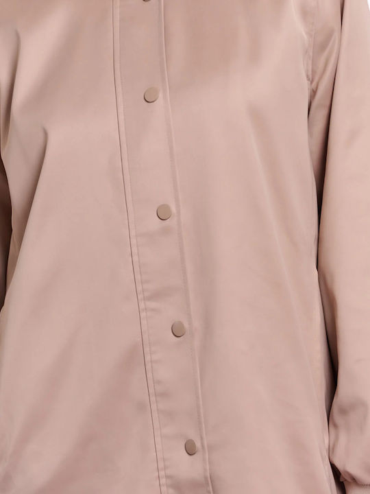Long Women's Bomber Jacket Smoked Pearl