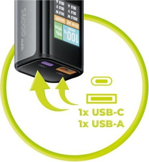 Mobile Origin PB12 Power Bank 14000mAh 100W με Θύρα USB-A και Θύρα USB-C Power Delivery Διάφανο