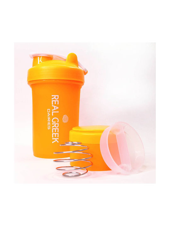 Real Greek Dairies Shaker Πρωτεΐνης 500ml Πλαστικό Πορτοκαλί