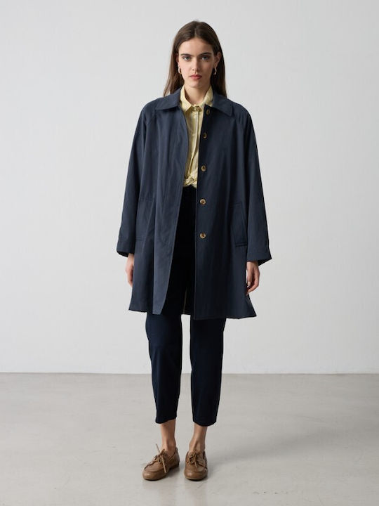 Γυναικεία Μπλε Navy Καμπαρντίνα Oversized