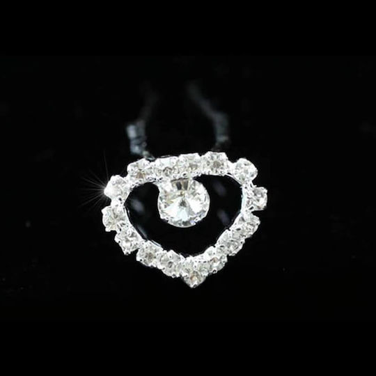 Bridal Set 6 Pieces Hairpins Heart Shape Silver Tessa