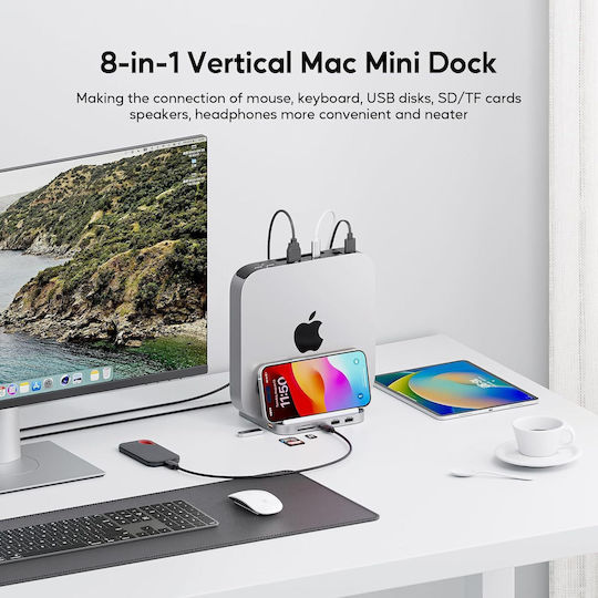 Dock / USB-A / USB-C Dockingstation mit SD/TF Kartenleser 3.5mm Audio Jack mit Telefonhalter (X0023FX4PB)
