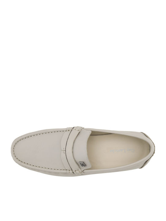 Leather Men's Loafers In White Colour