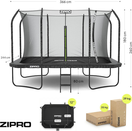 Zipro Jumppro Quadro Trampolines Outdoor 366x244cm