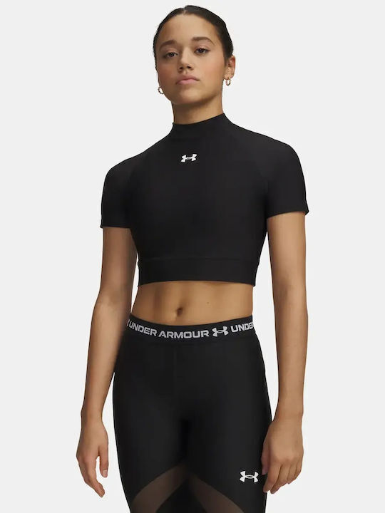 Under Armour Heatgear Crop Mock Ισοθερμική Μπλούζα Μαύρη Under Armour Heatgear Crop Mock Ισοθερμική Μπλούζα Μαύρη