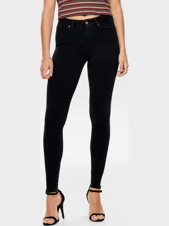 Power Women's Jean Trousers Mid Rise Push Up in Skinny Fit Black
