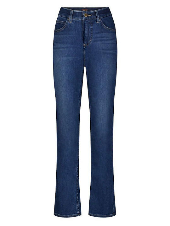 Women's Jean Trousers in Straight Line Cobalt Sheen