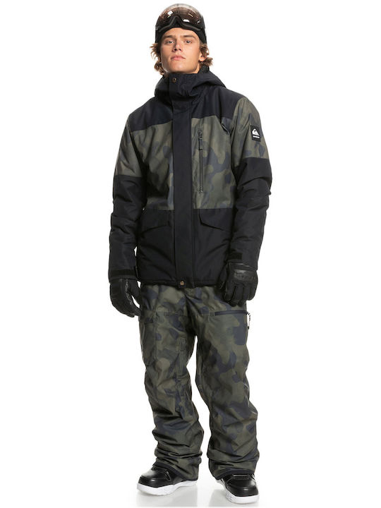 Quiksilver Mission Printed Block EQYTJ03339-KVJ2 Ανδρικό Μπουφάν για Σκι & Snowboard True Black/Fade Out Camo