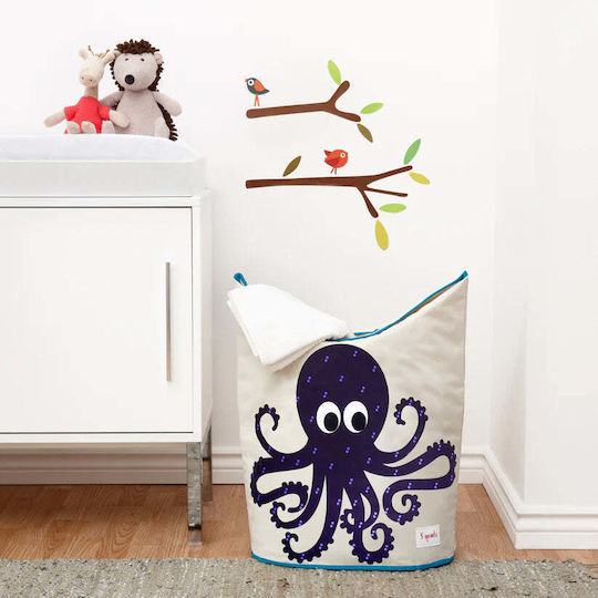 3 Sprouts Παιδικό Καλάθι Απλύτων από Ύφασμα Octopus Navy Μπλε 50x29x57cm
