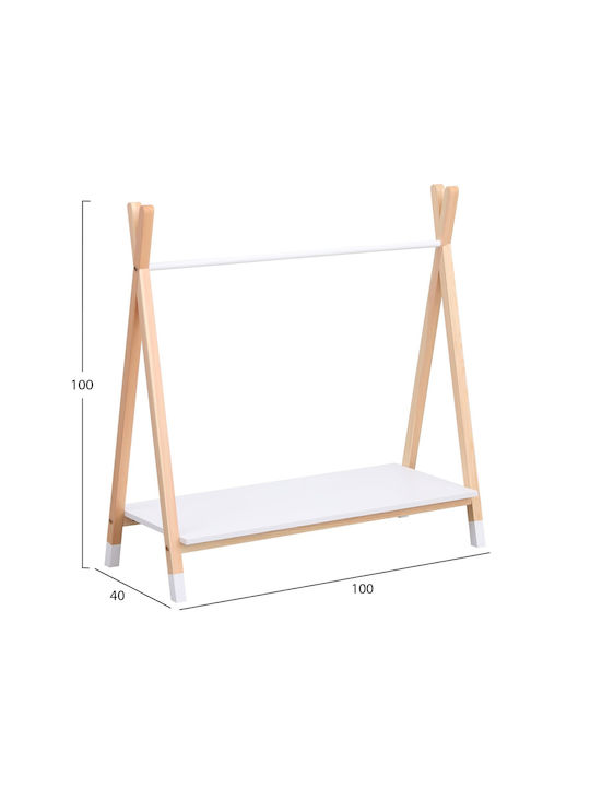 Freebox Kids Wall Hanger Multi Hook Wooden with Shelf