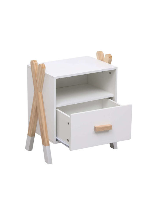 Kids Bedside Table Fb92488.03 White Melamine-Pine Natural 46x30x55cm