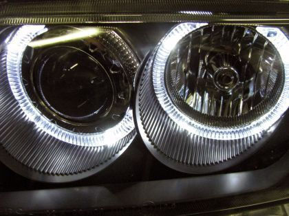 Front Headlights Vw Golf Iv R32 Angel Eyes Black Without H7 Bulbs Set 2pcs