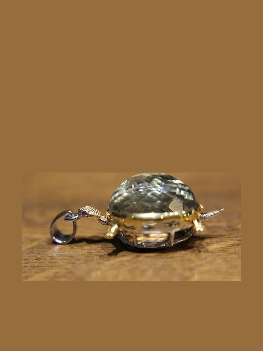 925 Silver Pendant Natural 28ct Green Amethyst Turtle Stunning 925 Silver Pendant Natural 28ct Green Amethyst Turtle Stunning