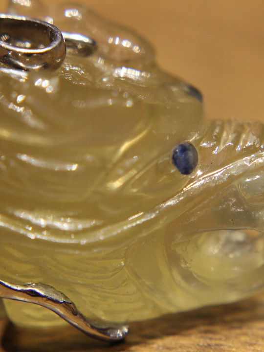 Silver Pendant Quartz Sapphires Dragon