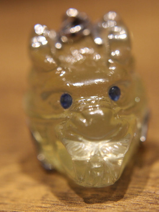 Silver Pendant Quartz Sapphires Dragon