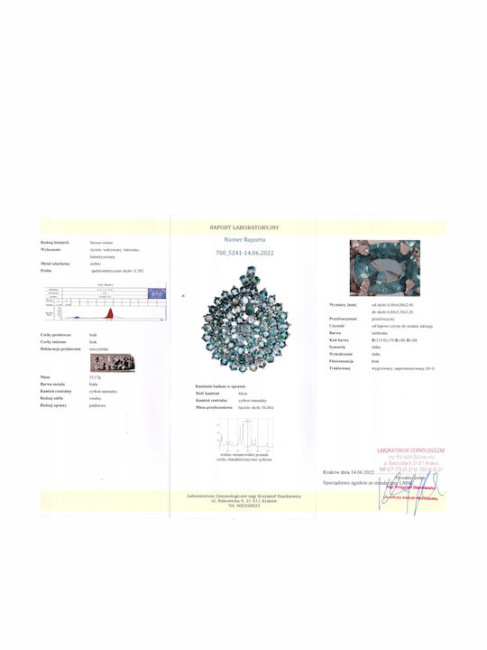 Pendant Brooch Natural Zircons Certificate
