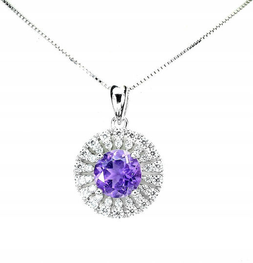 925 Delicate Necklace Natural Amethyst Zirconia