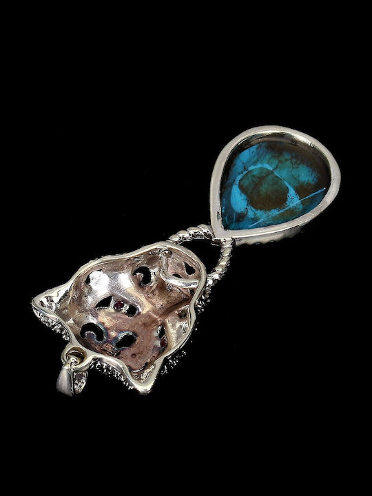 Pandantiv Din Argint 925 Cu Marcasite Rubin Turcoaz Ochi De Tigru