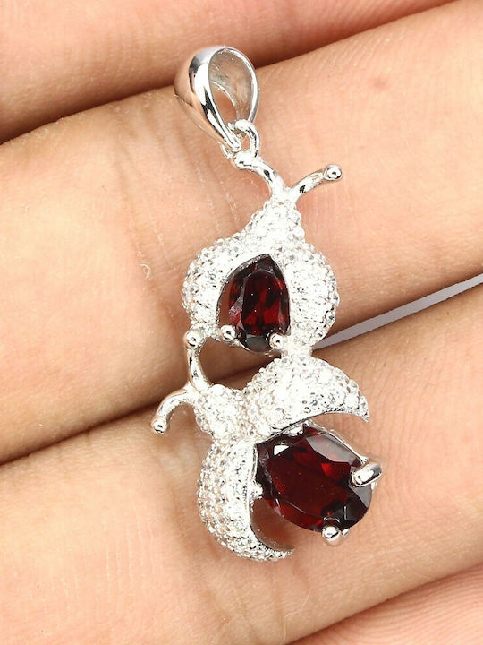 Silver Pendant Natural Garnets Beautiful