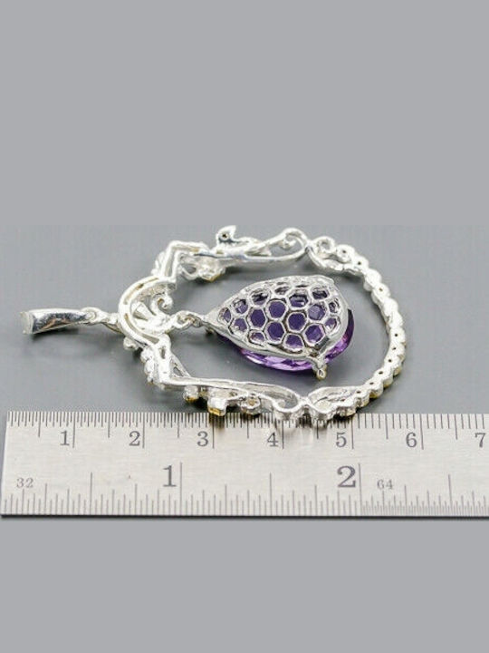 Artistic Pendant 21ct Amethyst Tourmalines 925