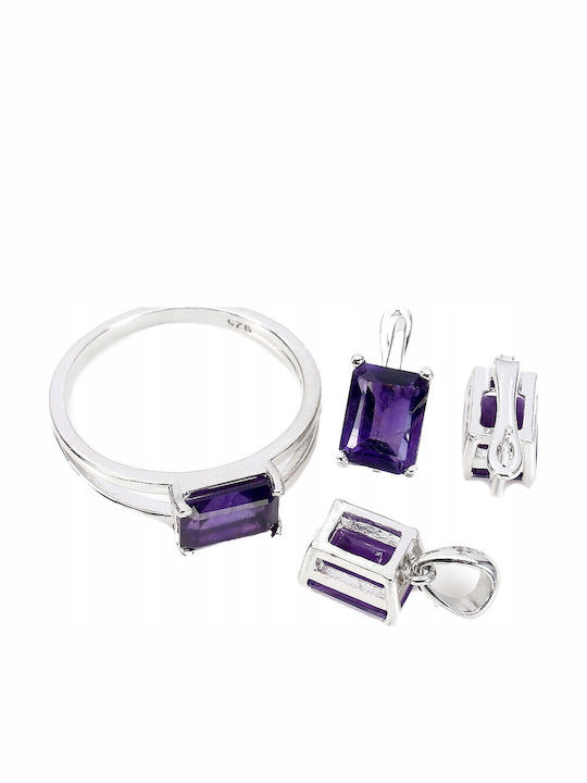 Natural Amethyst 925 Silver Set Size 19 Natural Amethyst 925 Silver Set Size 19