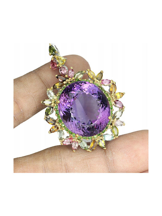 Pendant Brooch Natural 50.06ct Amethyst Tourmalines Pendant Brooch Natural 50.06ct Amethyst Tourmalines