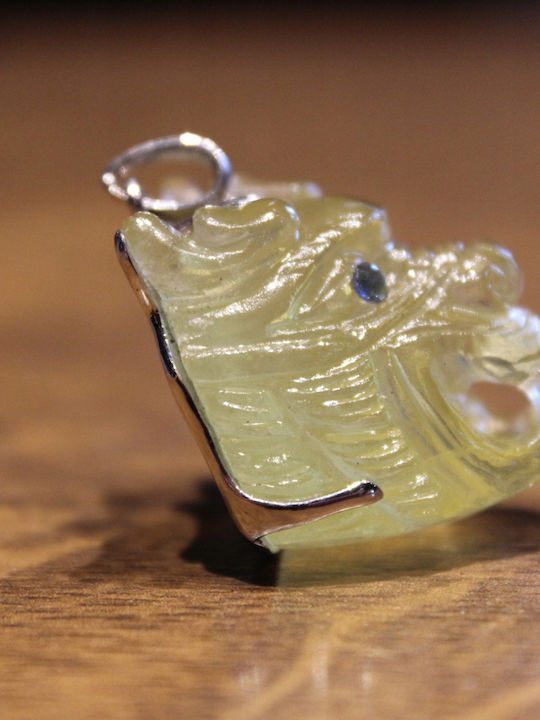 925 Silver Pendant Quartz Sapphires Dragon