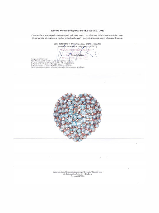 Pendant Brooch Natural Cubic Zirconia Certificate 830
