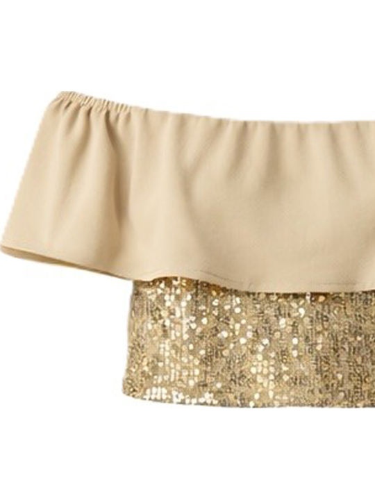 Παιδικό Crop Top Κοντομάνικο Μπεζ