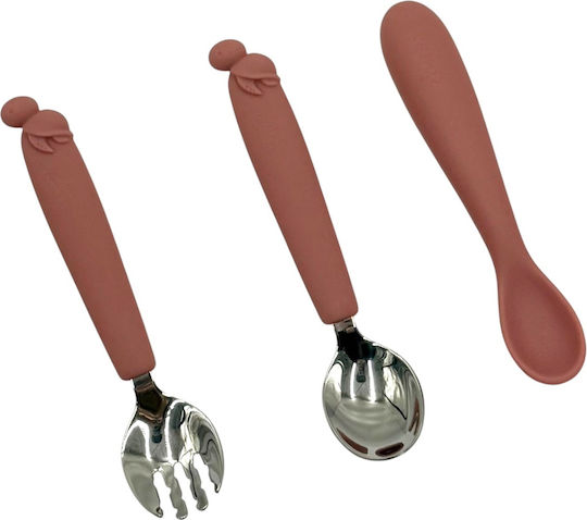 Dodo's Land Dodo's Land Baby & Kids Feeding Set Silicone with Anti-Slip Base Pink 3 Pieces for 6+ Months