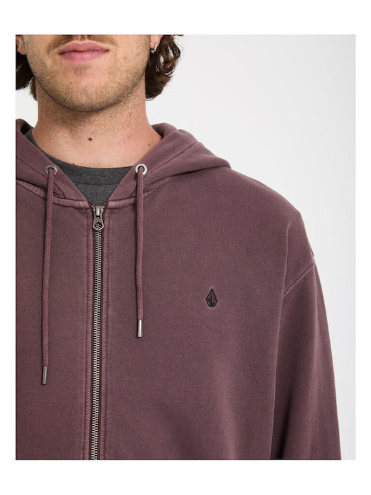 Stone Cardigan with Hood Burgundy