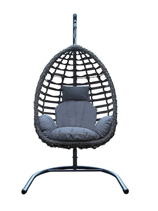 Rattan Swing Nest with Stand Grey / Beige L100xW80xH130cm