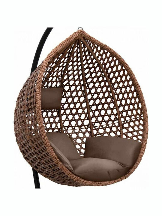 Κούνια Φωλιά με Βάση και Μαξιλάρι Rattan Cappuccino Μ120xΠ107xΥ200cm