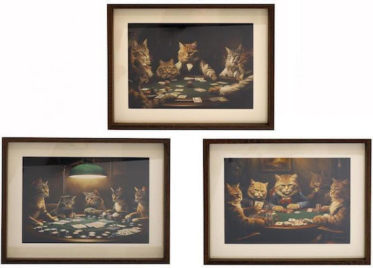 Atmosphera Cats Poker Auf Leinwand 30x40 cm