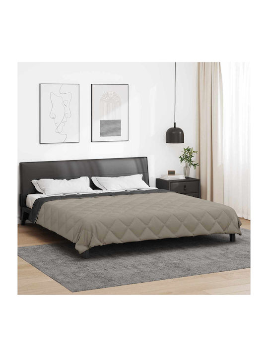 vidaXL Κουβέρτα Υπέρδιπλη 220x155εκ. Ανοιχτό Γκρι, Ανθρακί