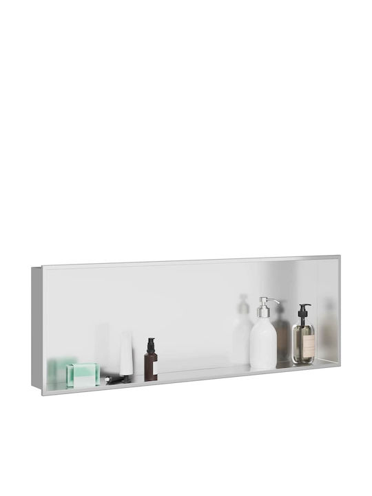 vidaXL Wall Mounted Bathroom Shelf Metallic 30x9.5x20cm Silver