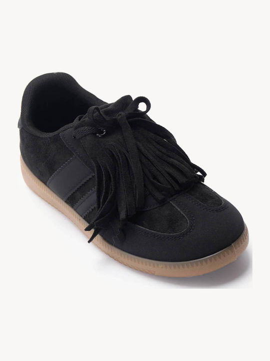 Adidași Din Suede Negri Cu Franjuri Discrete