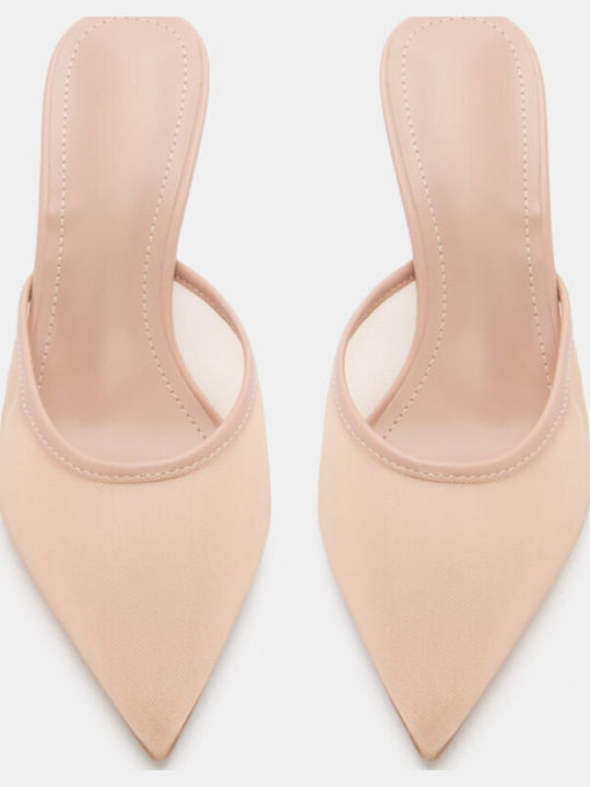 Mules With Thin High Heel In Pink Colour