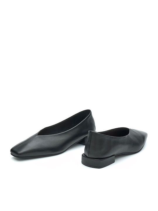 Leder Pumps mit Niedrigem Absatz Schwarz