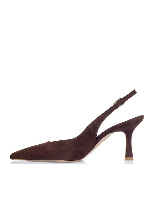 Leather Heels with Medium Heel Brown
