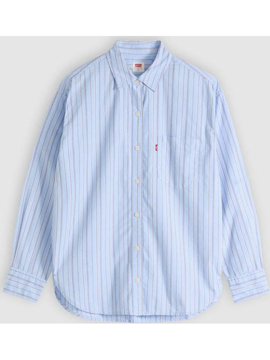 Long Sleeve Women's Shirt Blue Striped