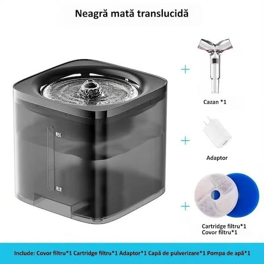 Adăpătoare Automată / Fântână pentru Câine și Pisică 2l în Culoare Neagră