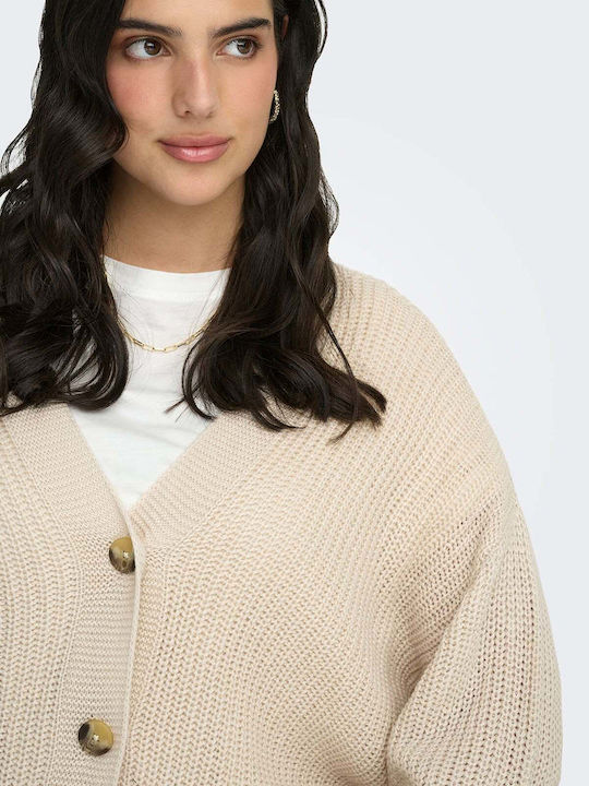 Long Women's Knitted Cardigan in Gray Color