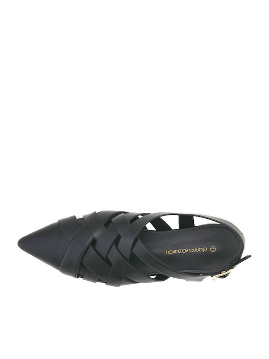 Leather Women's Ballerina Shoes Black