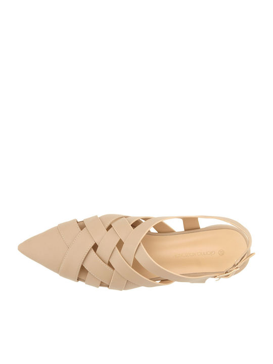 Leather Women's Ballerina Shoes in Beige Colour