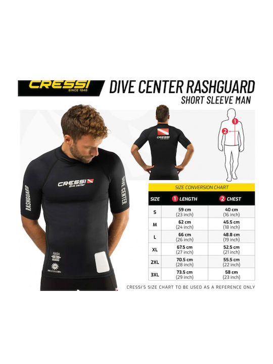 CressiSub Dive Center UPF 50+ Мъжка Къс Ръкав Слънцезащитна Блуза Черна